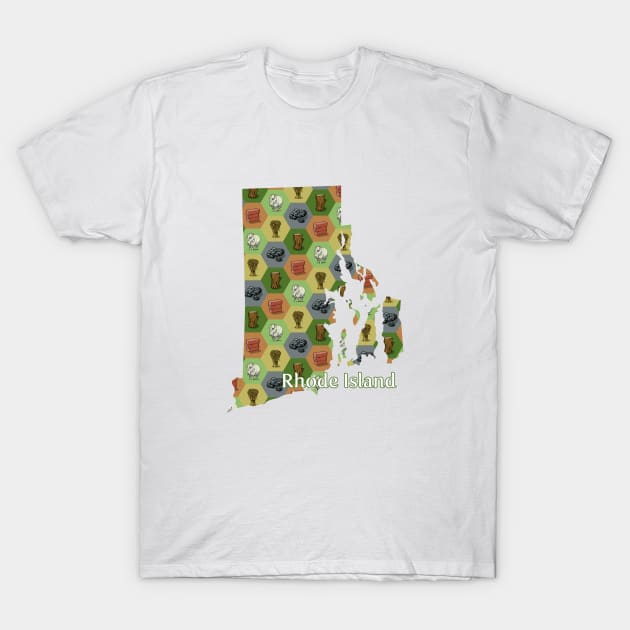 Rhode Island State Map Board Games T-Shirt by adamkenney